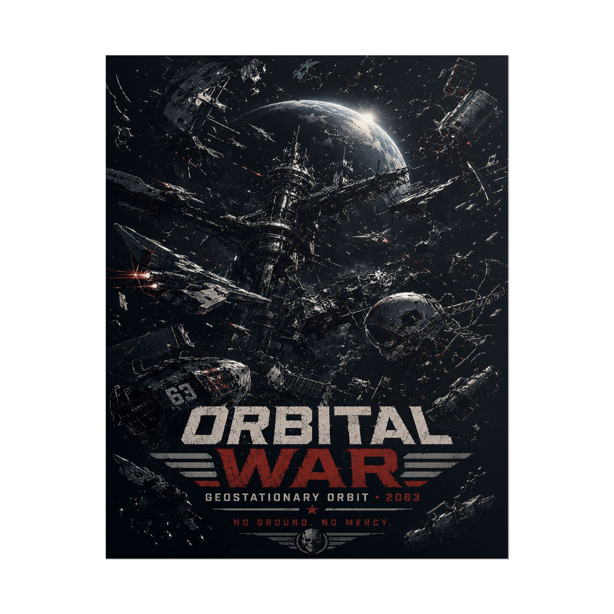 Orbital War 2063 — No Ground, No Mercy Fine Art Poster