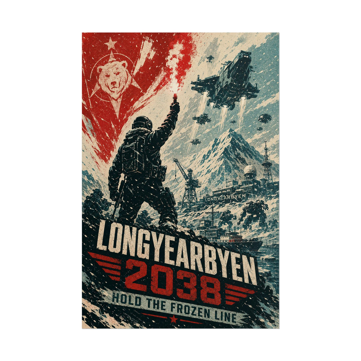 Longyearbyen 2038 — Frozen Line Propaganda Fine Art Poster