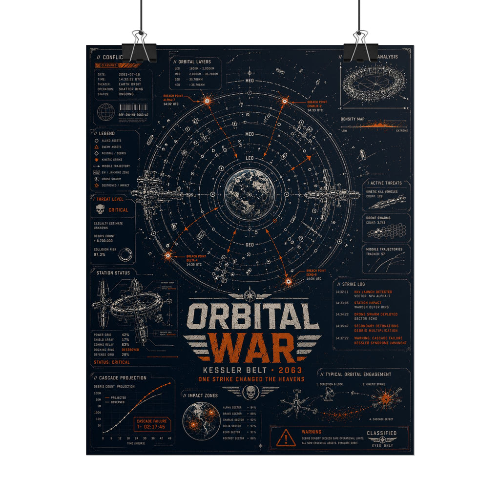 Orbital War 2063 — Kessler Belt Classified Fine Art Poster