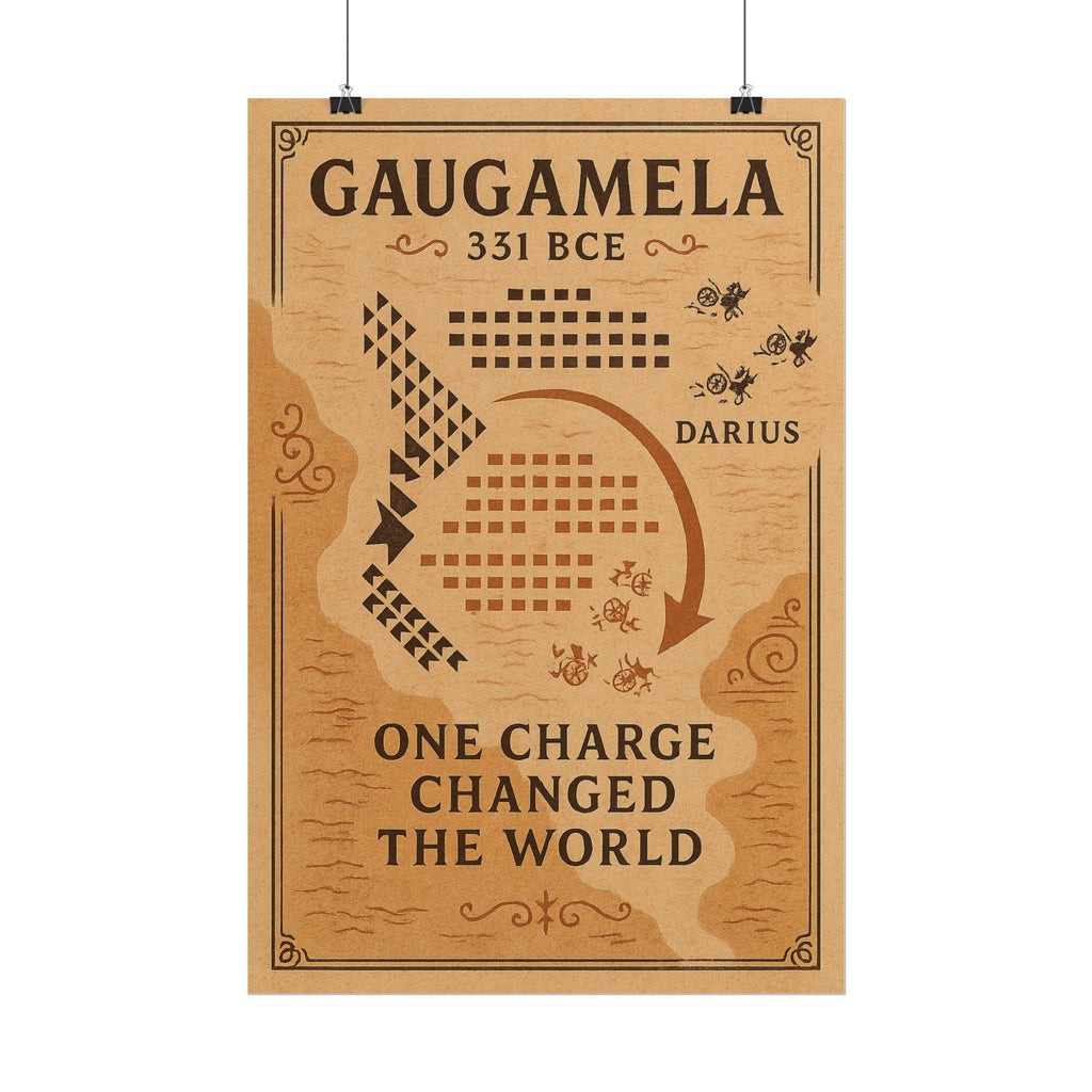 Battle of Gaugamela 331 BCE — One Charge Battle Map Fine Art Poster
