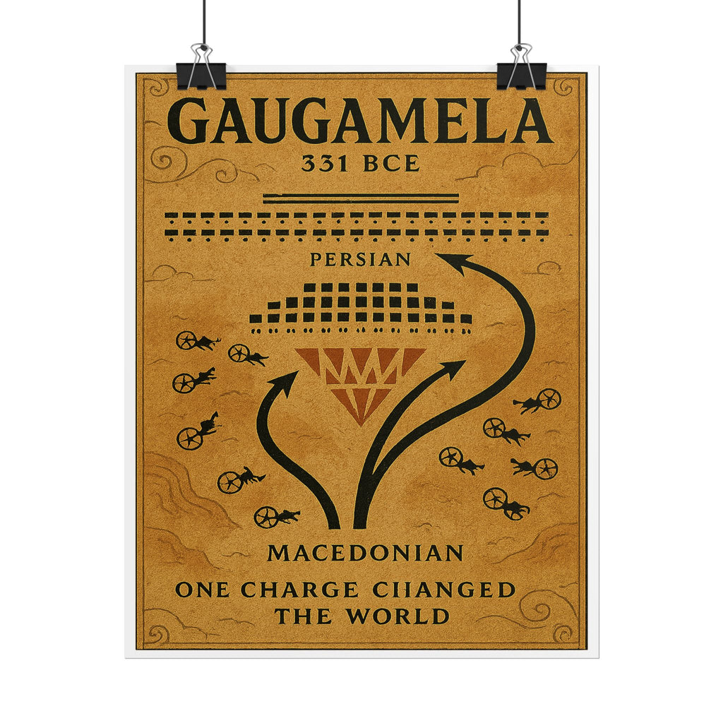 Battle of Gaugamela 331 BCE — Persian and Macedonian Battle Map Fine Art Poster