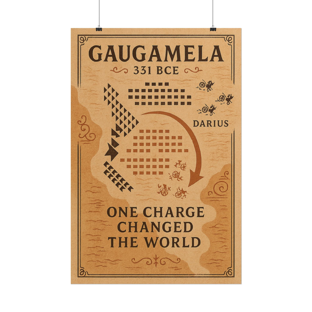 Battle of Gaugamela 331 BCE — One Charge Battle Map Fine Art Poster