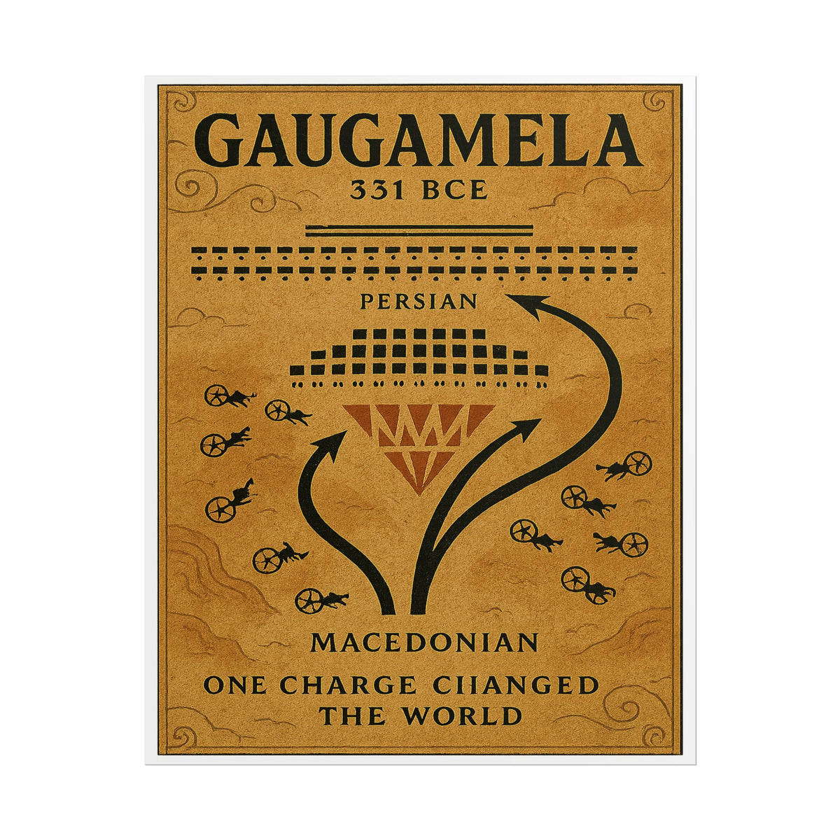 Battle of Gaugamela 331 BCE — Persian and Macedonian Battle Map Fine Art Poster
