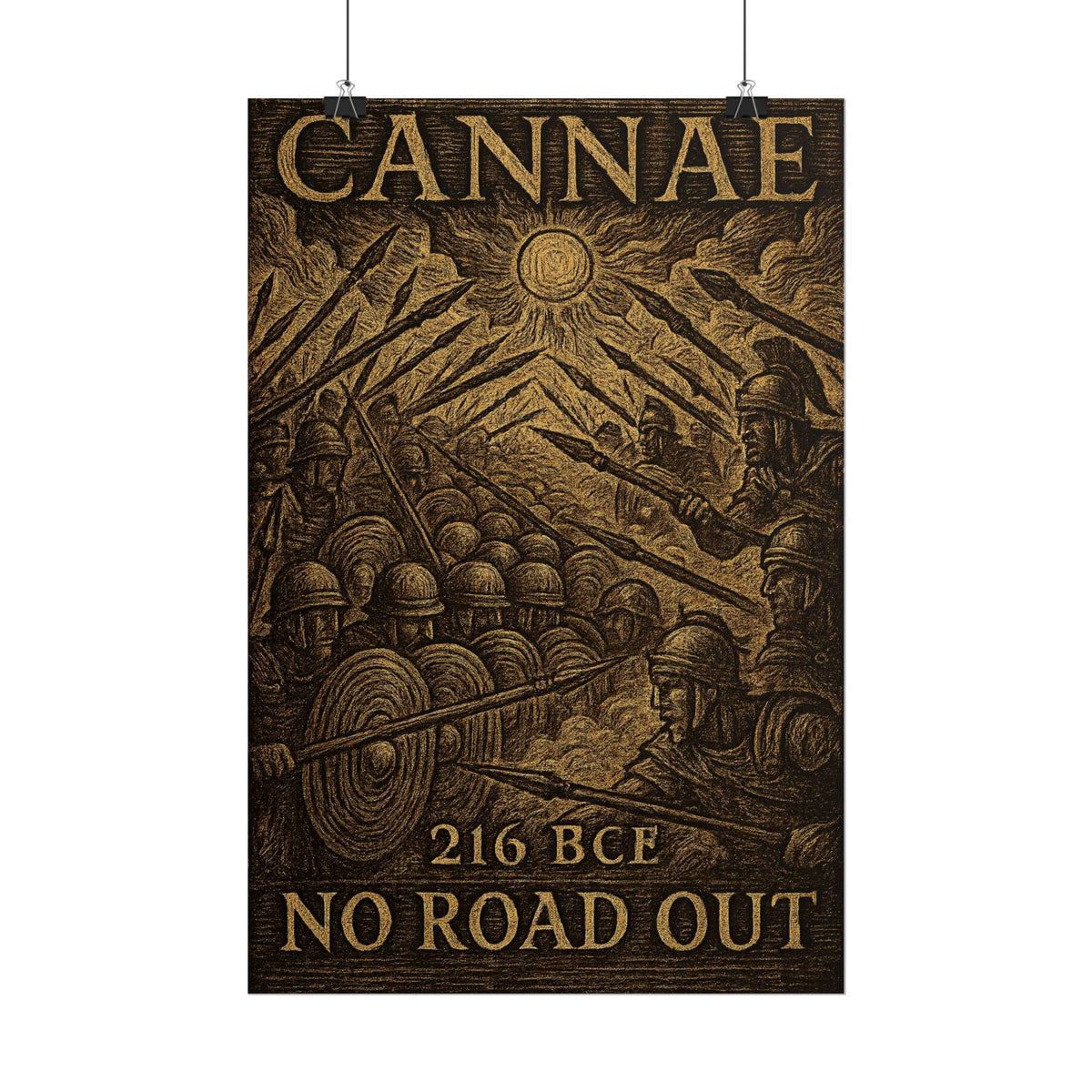 Battle of Cannae 216 BCE — No Road Out Woodcut Fine Art Poster