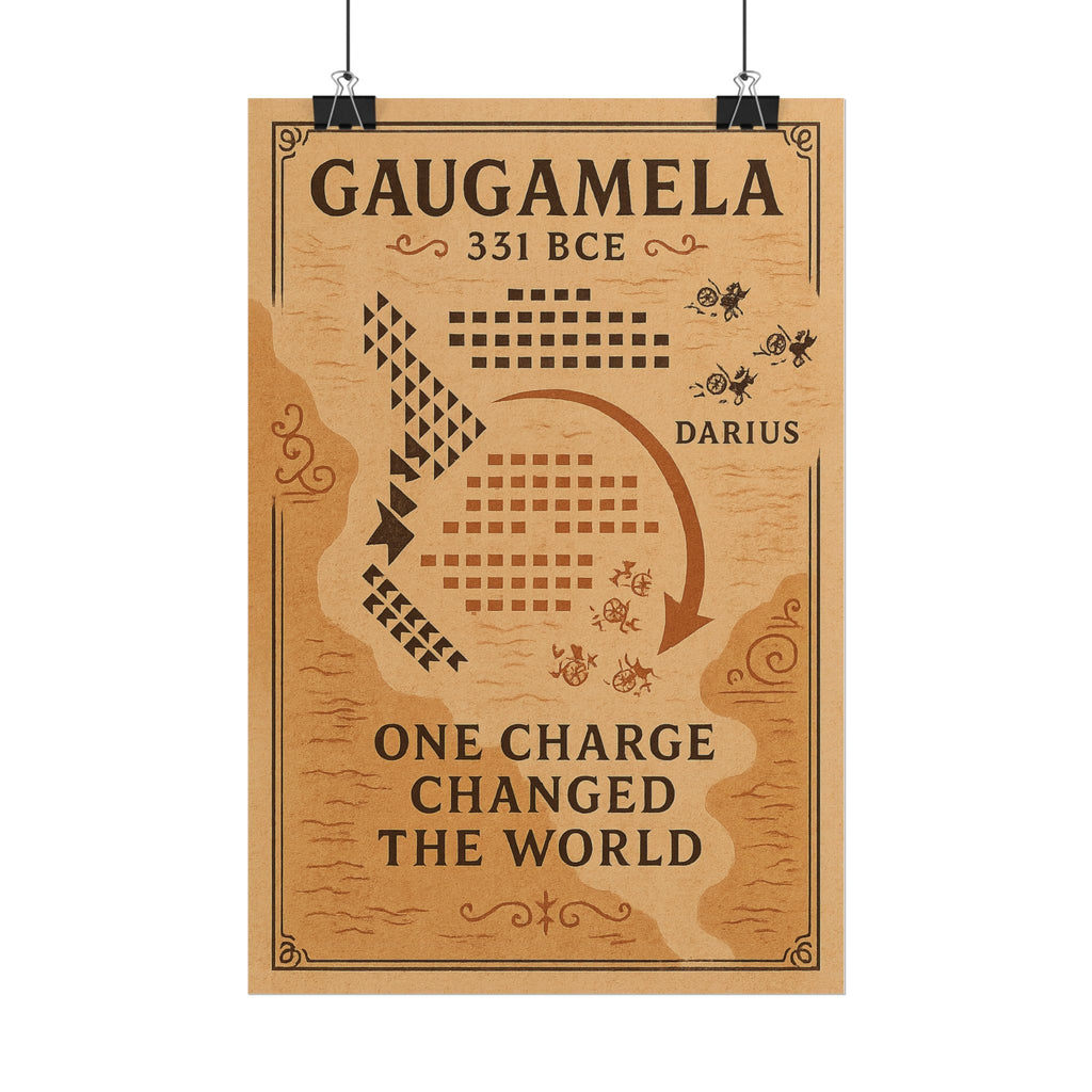 Battle of Gaugamela 331 BCE — One Charge Battle Map Fine Art Poster