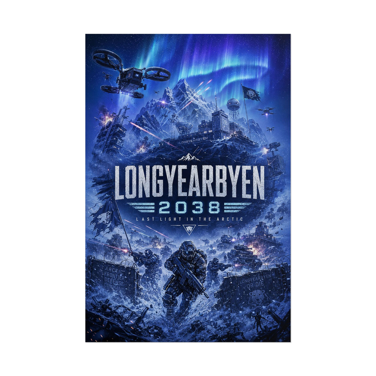 Siege of Longyearbyen 2038 — Last Light in the Arctic Fine Art Poster