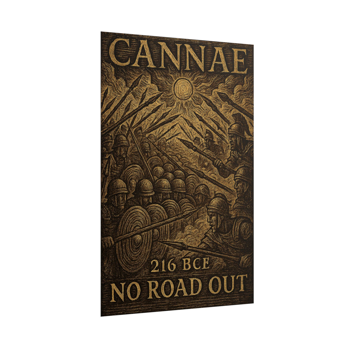 Battle of Cannae 216 BCE — No Road Out Woodcut Fine Art Poster