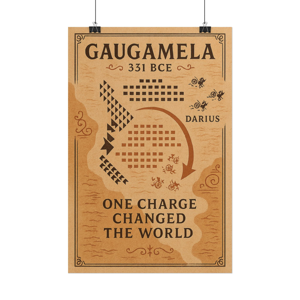 Battle of Gaugamela 331 BCE — One Charge Battle Map Fine Art Poster