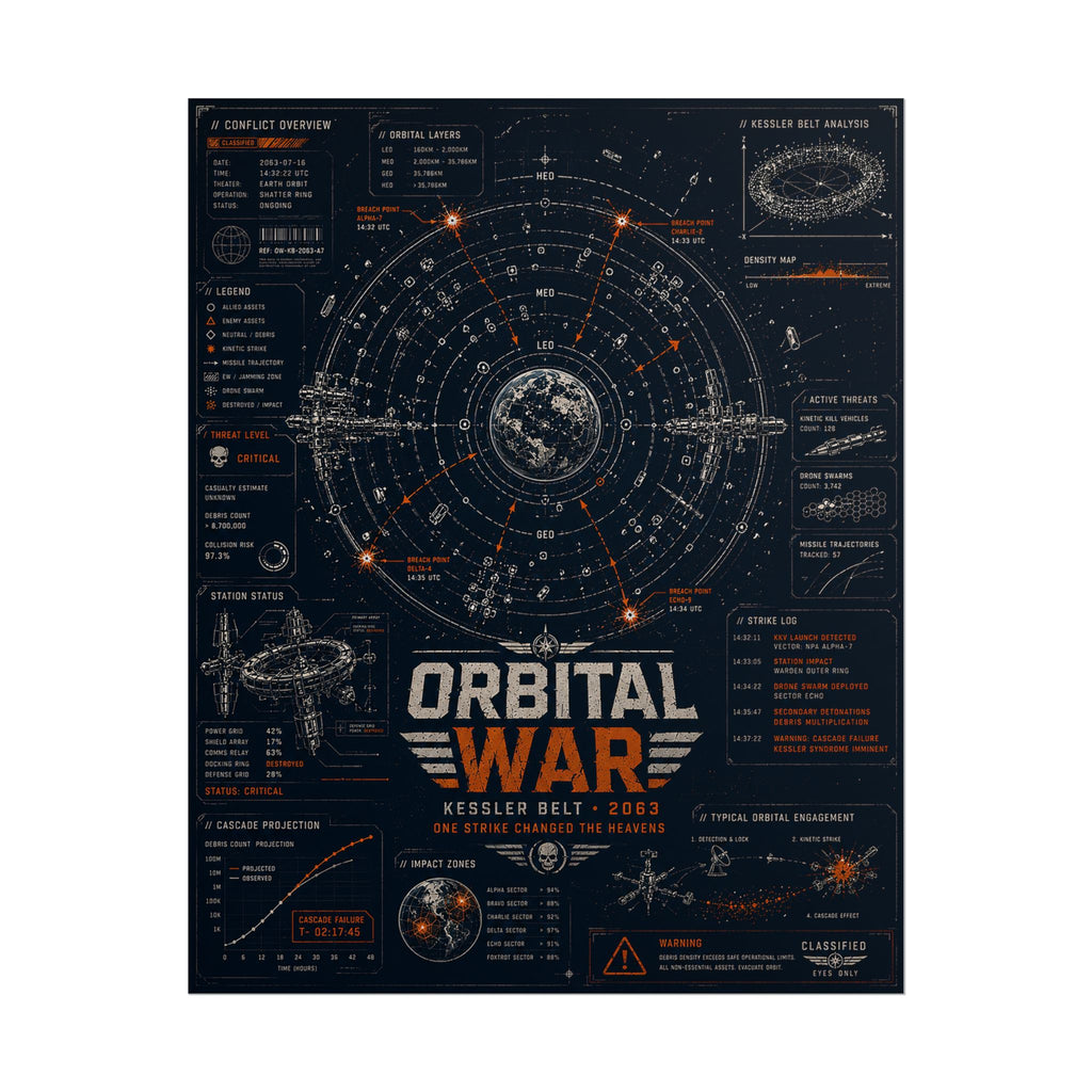 Orbital War 2063 — Kessler Belt Classified Fine Art Poster