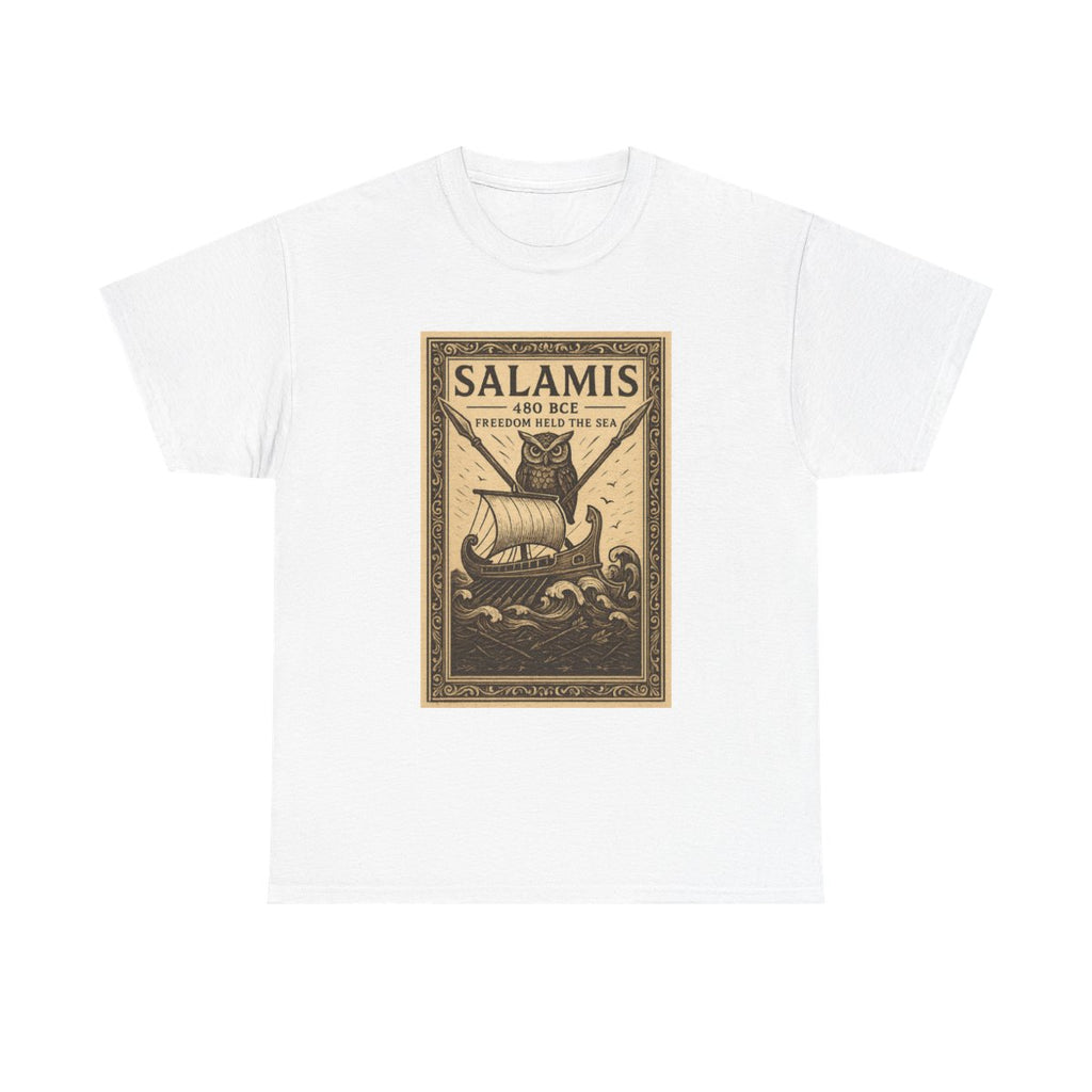 Salamis Ancient Ship Illustration Tee | Nautical History, Vintage Poster Style