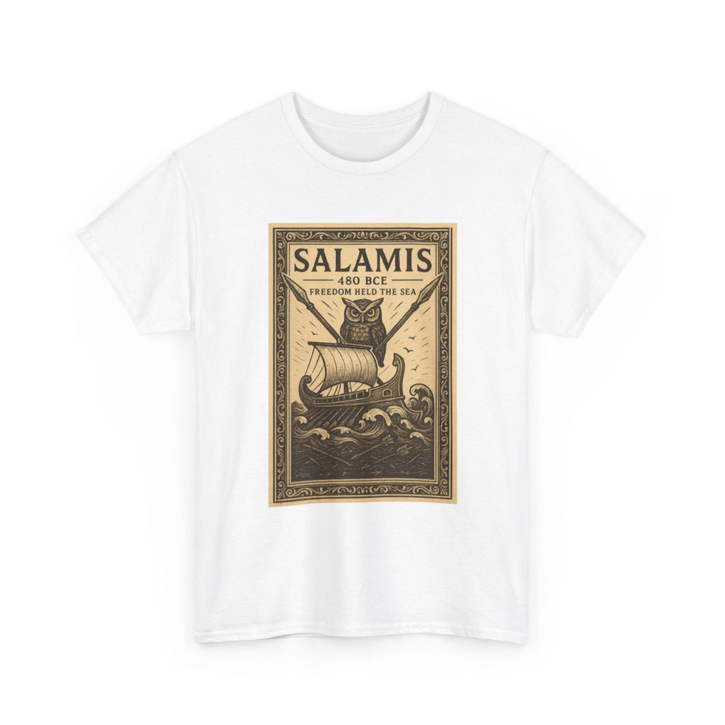 Salamis Ancient Ship Illustration Tee | Nautical History, Vintage Poster Style
