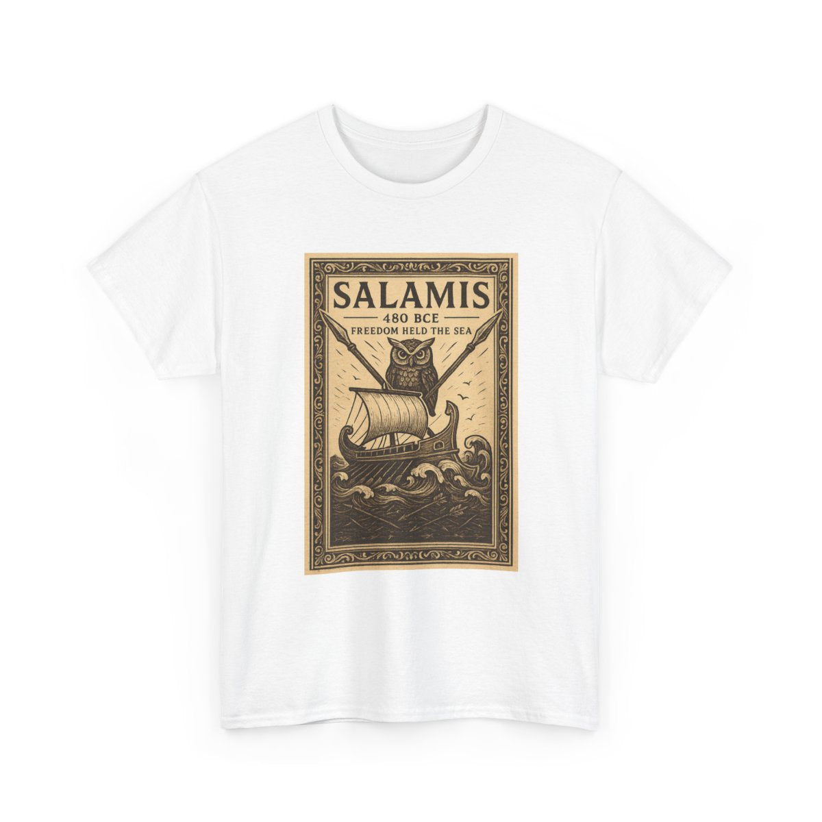 Salamis Ancient Ship Illustration Tee | Nautical History, Vintage Poster Style