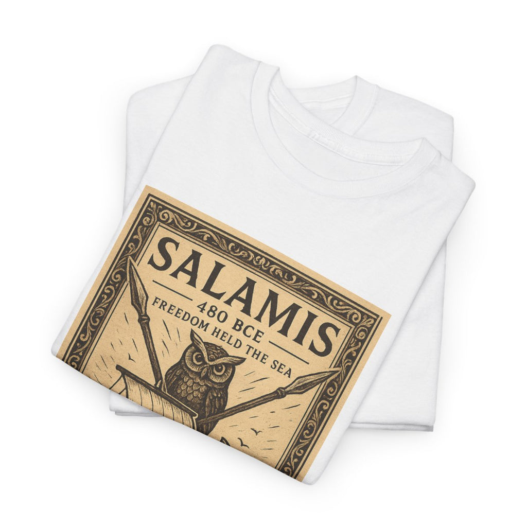 Salamis Ancient Ship Illustration Tee | Nautical History, Vintage Poster Style